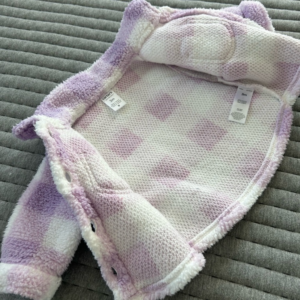 Carter’s Just For You 3 piece Sherpa Jacket Outfit Set with Brown Buttons 3M - Picture 9 of 15
